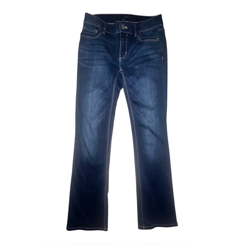 White House Black Market WHBM Mid-Rise Bootcut Jeans Medium Wash 0S Short EUC